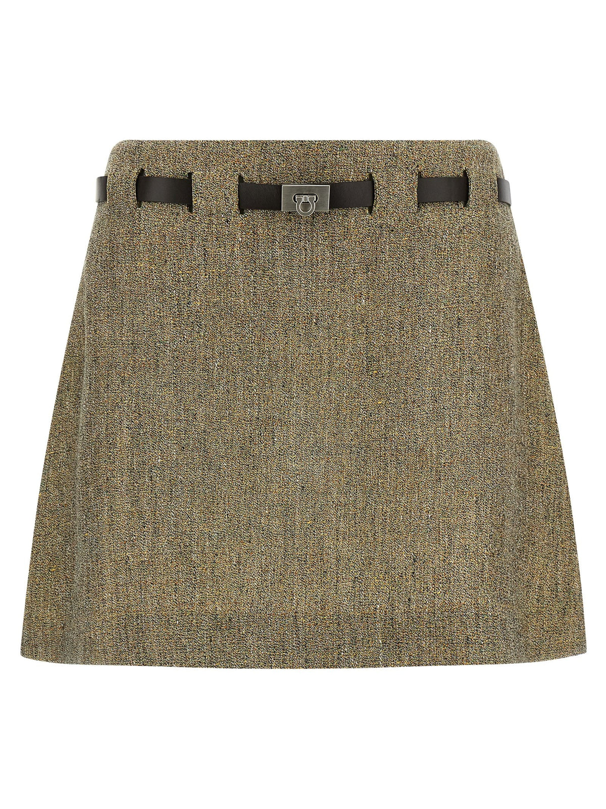 Ferragamo Gancini Belt Skirt Gold