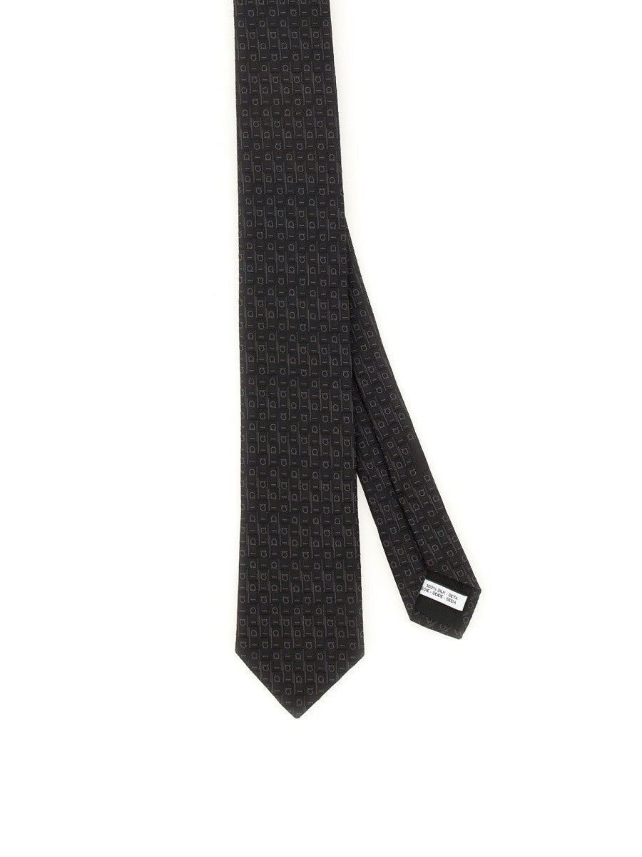 Ferragamo Men's Gancini Jacquard Tie Grey