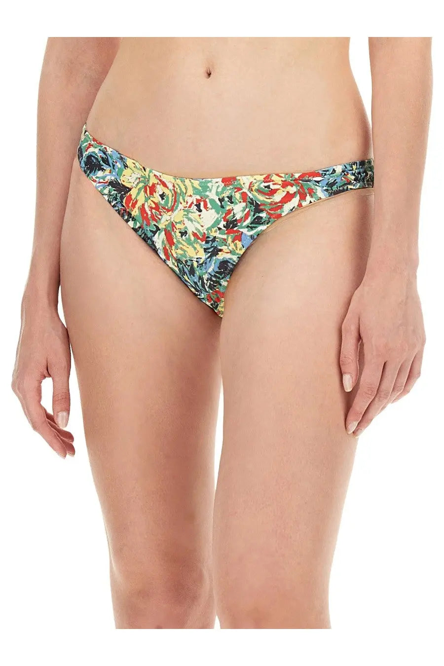 Ganni women’s bikini briefs with vibrant floral pattern in multicolor green red yellow and blue hues