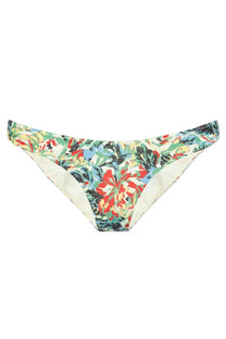 Ganni women’s bikini briefs featuring a vibrant floral print in red green blue and cream on stretchy fabric
