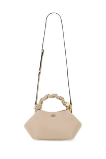 Beige hexagonal ganni women’s borsa bou grey handbag with braided leather handle and gold tone hardware