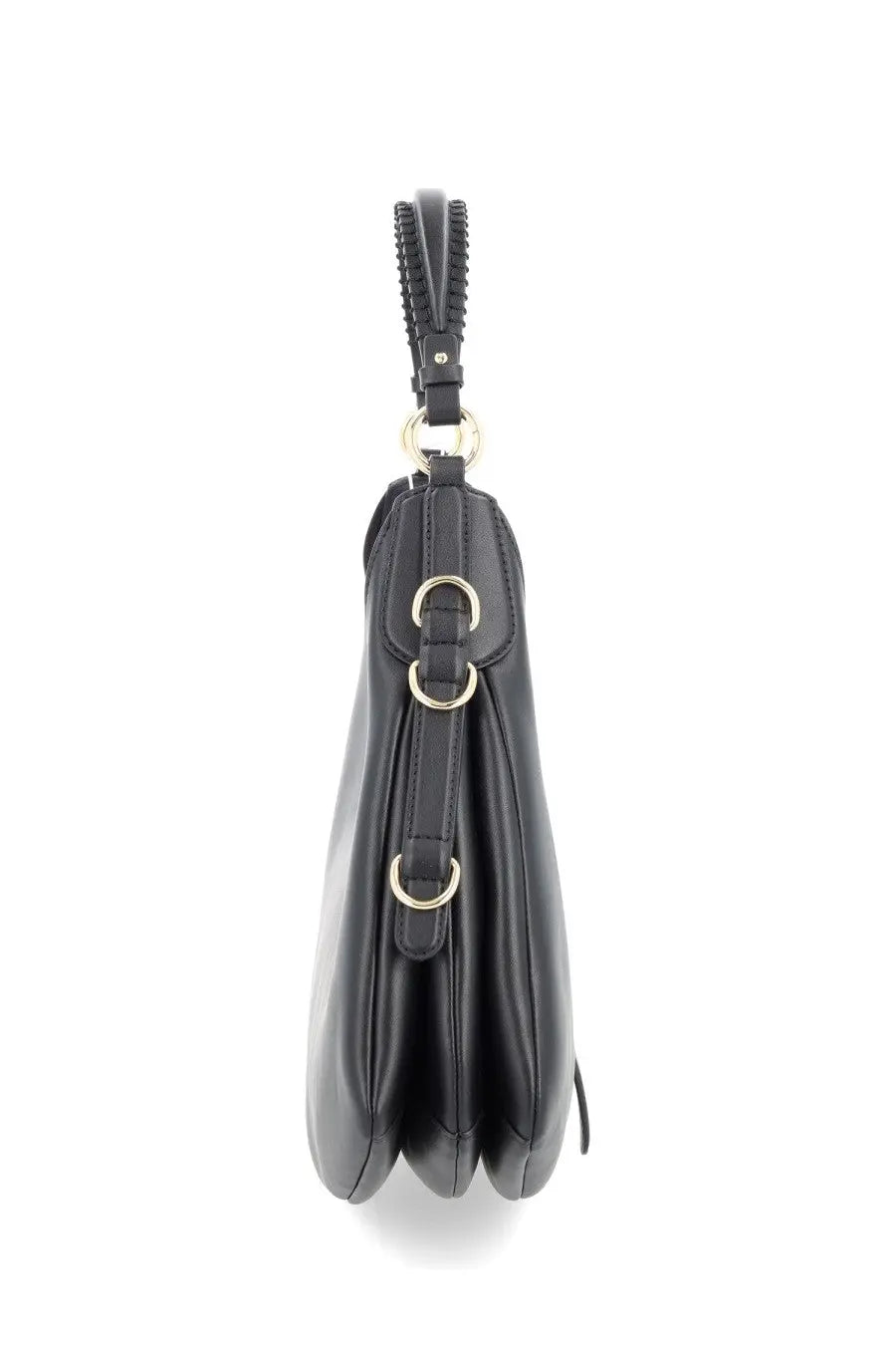 Ganni women’s borsa kat small black leather crossbody bag with gold-tone hardware and braided strap