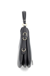 Ganni women’s borsa kat small black leather crossbody bag with gold-tone hardware and braided strap