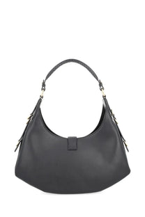 Ganni women’s borsa kat small black leather hobo bag with sleek minimalist design and gold tone hardware accents