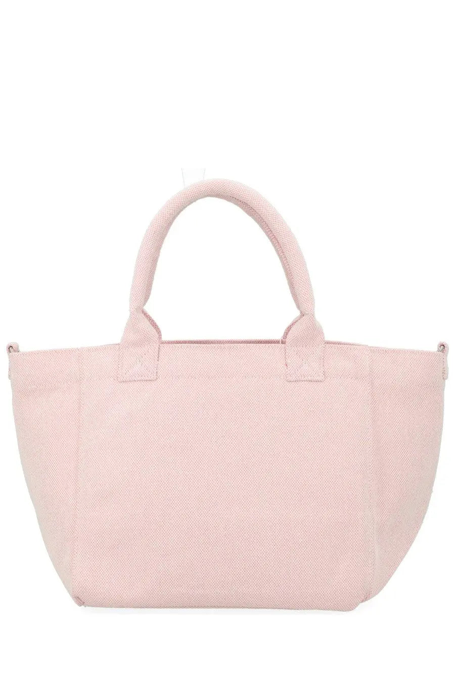 Ganni women’s borsa raspberry small blue soft pink canvas tote bag with sturdy handles and minimalist design