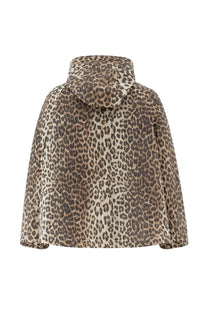 Ganni women’s beige and brown leopard-print hooded jacket with relaxed cape-like silhouette in multicolor