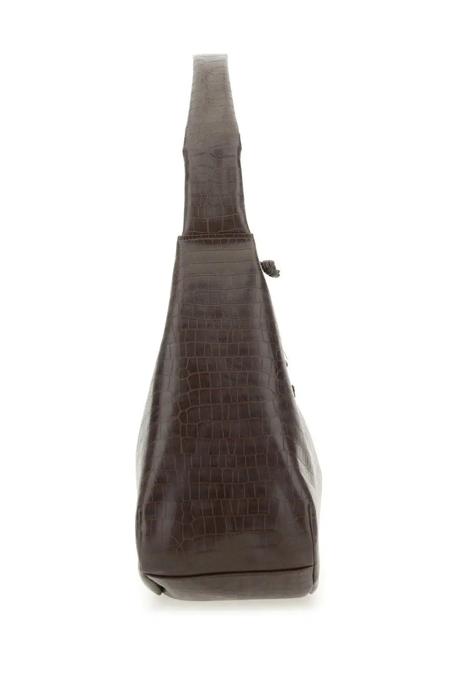 Ganni women’s hobo bag croco xxl brown dark brown crocodile embossed leather shoulder bag with structured design