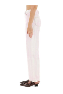 Ganni women’s high-rise straight-leg white denim jeans with a clean minimalist design front view