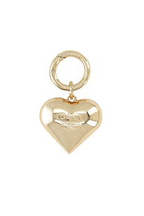 Gold-colored heart-shaped keychain with polished metallic finish and ganni engraving for women’s accessories