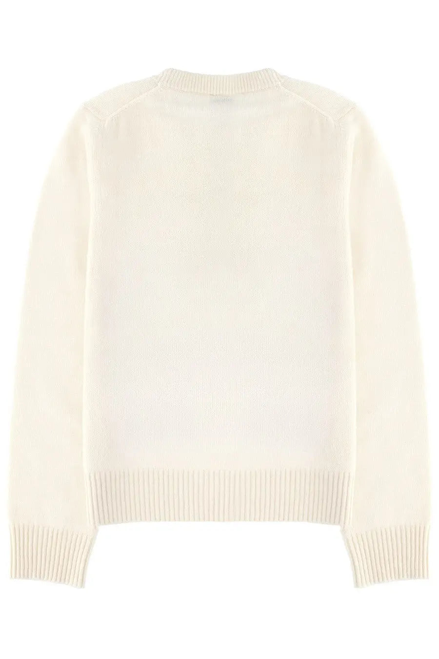 Cream-colored knit sweater with ribbed cuffs and hem from Ganni women’s maglia con grafica white collection
