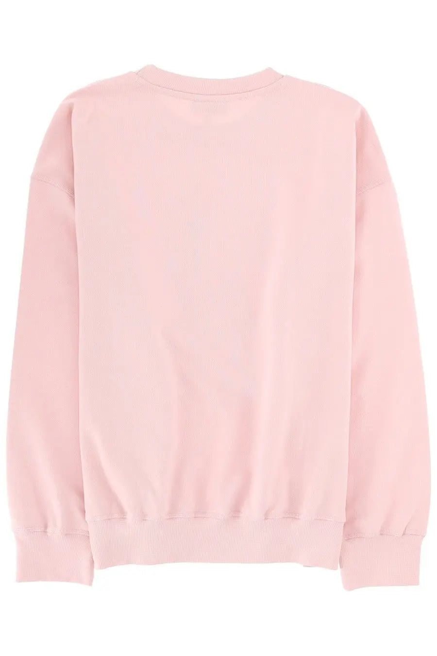 A soft pink long-sleeved crewneck sweatshirt with a relaxed fit and ribbed cuffs from ganni women’s poodle sweatshirt blue
