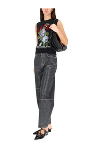 Black structured shoulder bag with rounded silhouette and visible stitching details from ganni women’s rose vest grey collection