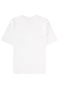 Ganni women’s white cotton t-shirt with relaxed fit and short sleeves for casual wear