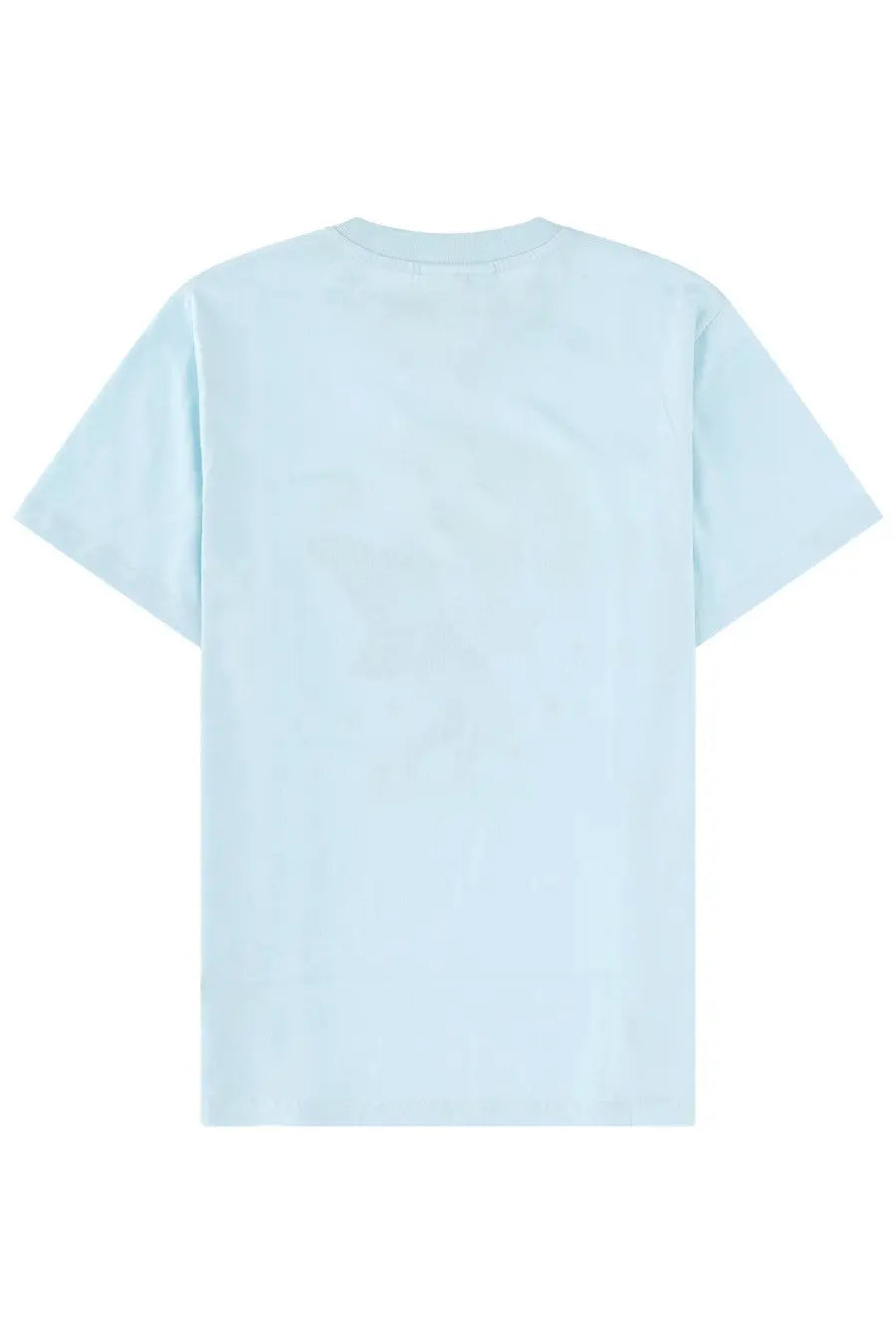 Ganni women’s light blue cotton t-shirt with a simple crew neck and short sleeves in fairy white color