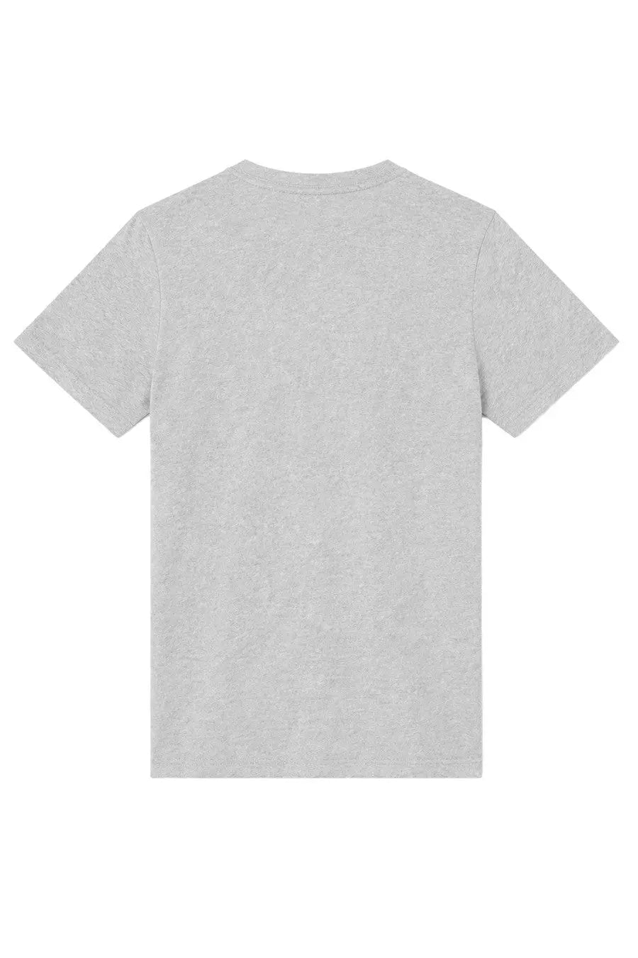 Ganni women’s heather gray short-sleeved shirt featuring a classic crew neck in soft cotton material