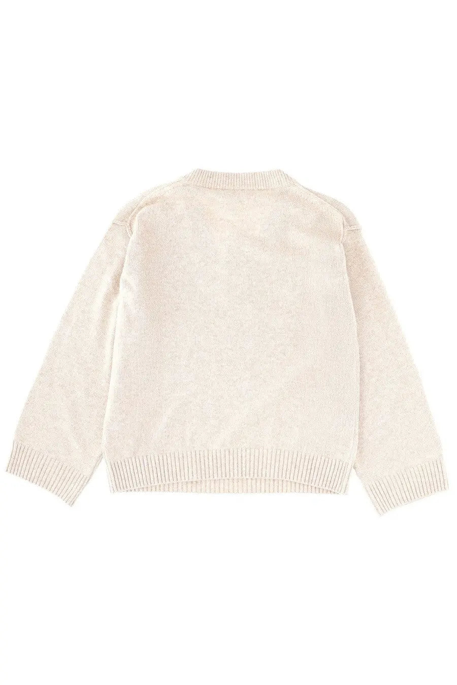 Ganni women’s beige sweater made of cream-colored knit with ribbed cuffs and hem for cozy wear