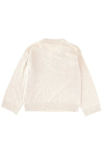 Ganni women’s beige sweater made of cream-colored knit with ribbed cuffs and hem for cozy wear