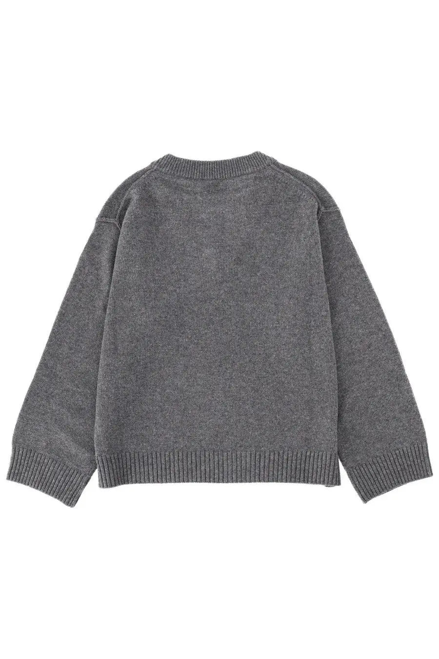 Ganni women’s soft heathered grey knit sweater with ribbed cuffs and hem