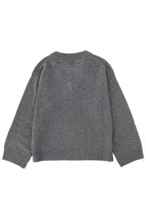 Ganni women’s soft heathered grey knit sweater with ribbed cuffs and hem