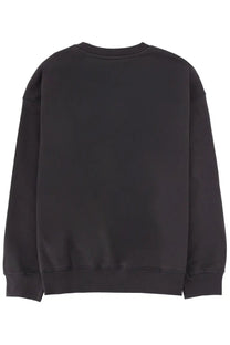 Black oversized crewneck sweatshirt with ribbed cuffs and hem by Ganni women’s sweatshirt grey collection
