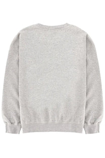 Ganni women’s sweatshirt grey heather gray crewneck with ribbed cuffs and hem in soft cotton blend fabric
