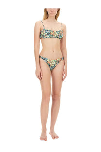 Ganni women’s multicolor bikini set with vibrant green blue and warm floral pattern perfect for beachwear
