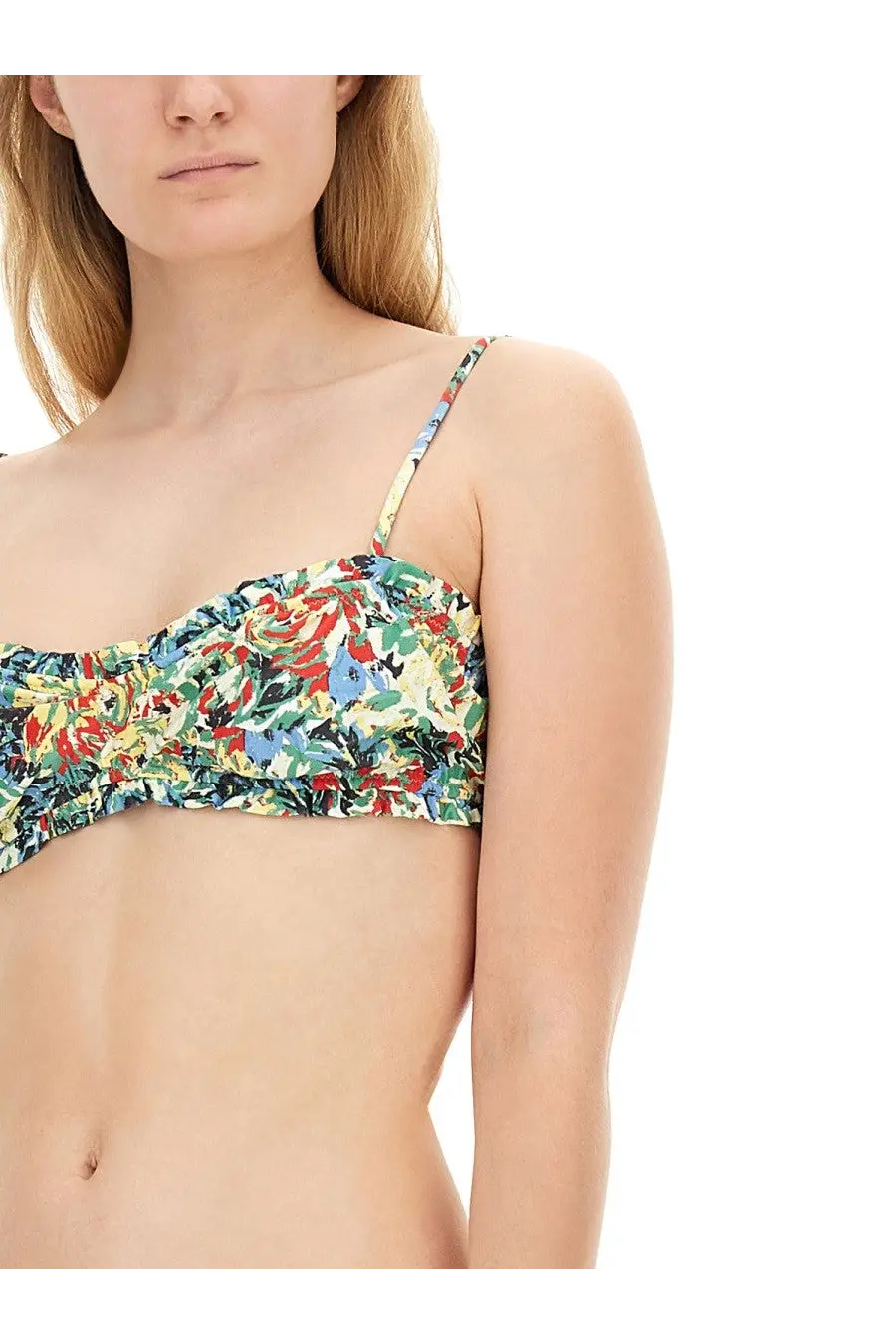 A vibrant multicolored floral-patterned bandeau top by Ganni womens top bikini perfect for beachwear