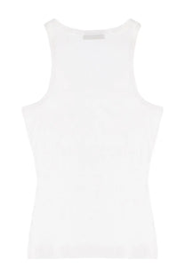 Ganni women’s white sleeveless tank top with simple minimalist design perfect for casual wear