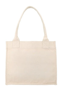 Ganni women’s tote bag white cream-colored canvas with sturdy handles and reinforced stitching for durability