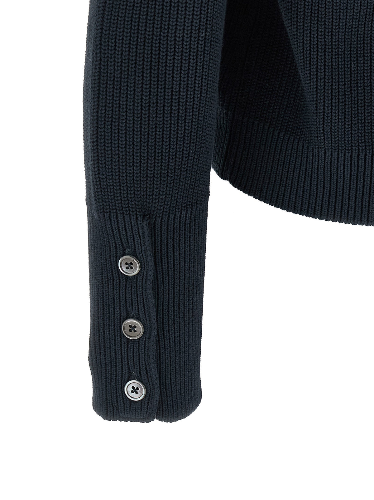 Thom Browne Garment Dye Cardigan Blue
