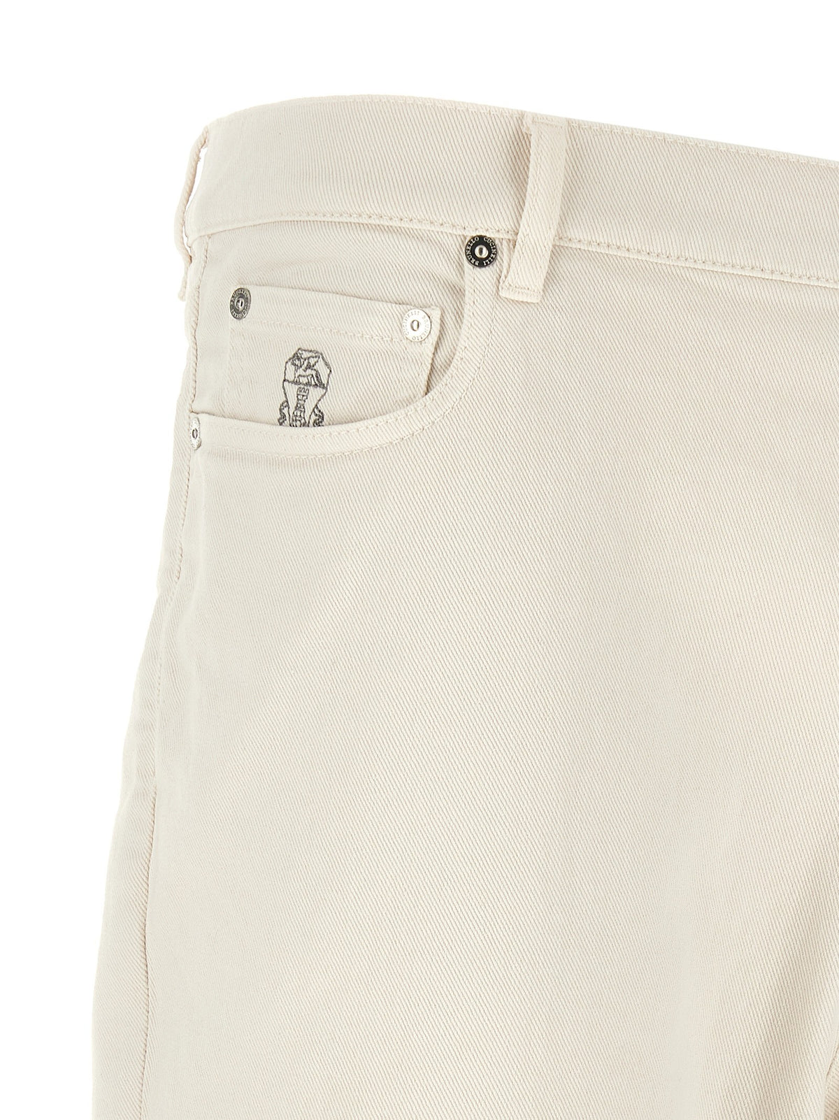 Brunello Cucinelli Garment Dyed Denim Jeans White