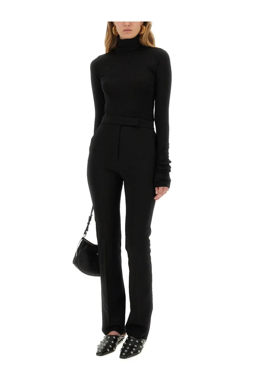 Black long-sleeve fitted turtleneck top made of jersey fabric from The Garment women’s Bree collection