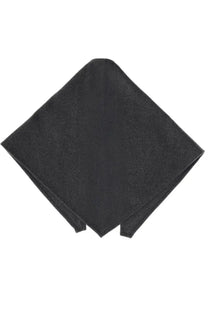 The garment women’s clooney scarf grey fabric textured black pocket square showcasing detailed material texture