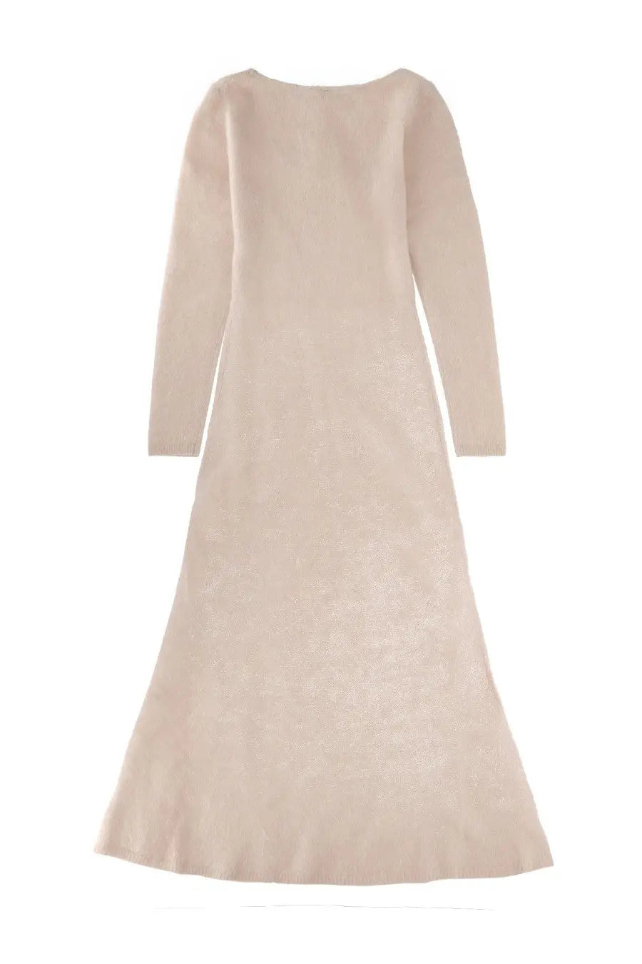 Beige long-sleeved knit dress with soft flowing silhouette from the garment womens long dress roma white collection