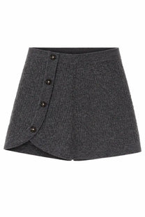 Dark gray knitted mini skirt with side button closure and slightly flared silhouette by The Garment Women’s Miniskirt Como Grey