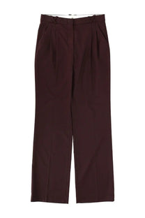 Dark burgundy pleated tailored fit trousers with belt loops from the garment women’s pants necchi red collection