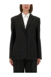 The Garment women’s Pluto blazer black tailored with structured shoulders and two front flap pockets