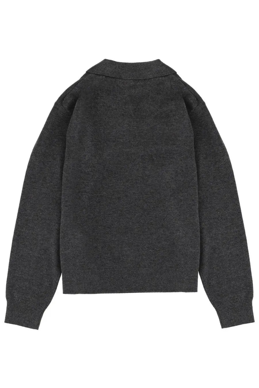 Dark gray textured knit sweater with collar from the garment women’s polo como grey collection
