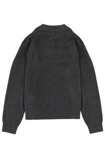 Dark gray textured knit sweater with collar from the garment women’s polo como grey collection