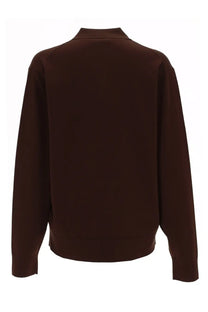 The garment women’s polo Madison brown sleek dark brown long-sleeved shirt with a subtle collar and smooth fabric