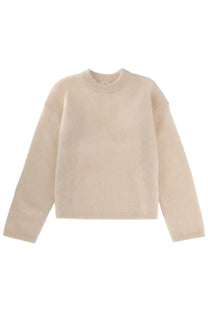 The garment women’s roma boyfriend sweater white cream-colored soft knit with classic crew neck and ribbed cuffs