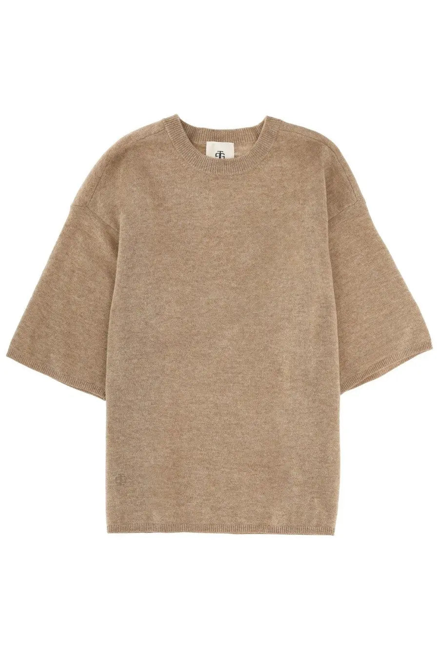 Beige oversized knit sweater from the garment with soft textured fabric and a relaxed fit for women