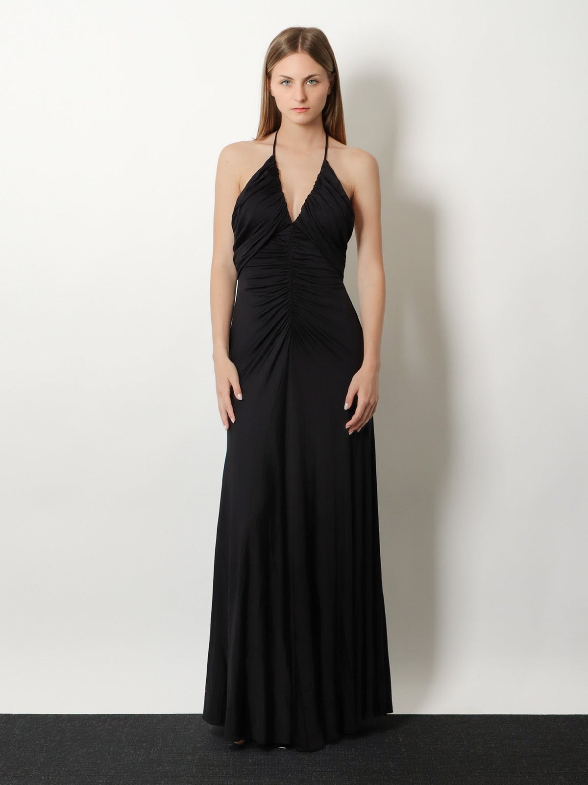 self-portrait Women's Gathered Jersey Long Dress Black