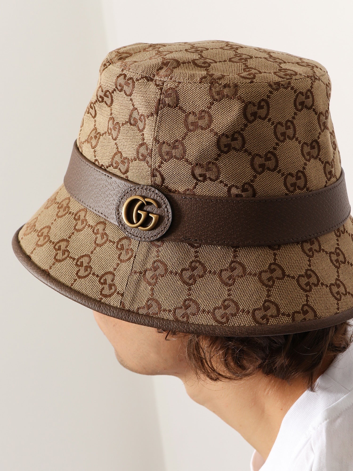 Gucci Men's GG Fabric Fedora Hat Beige