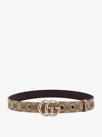 Gucci Women's GG Marmont Coated Canvas Belt Beige