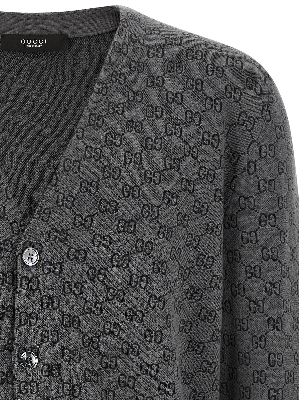 Gucci GG Wool and Silk Cardigan Grey