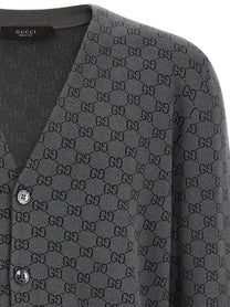 Gucci GG Wool and Silk Cardigan Grey