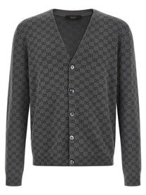 Gucci GG Wool and Silk Cardigan Grey