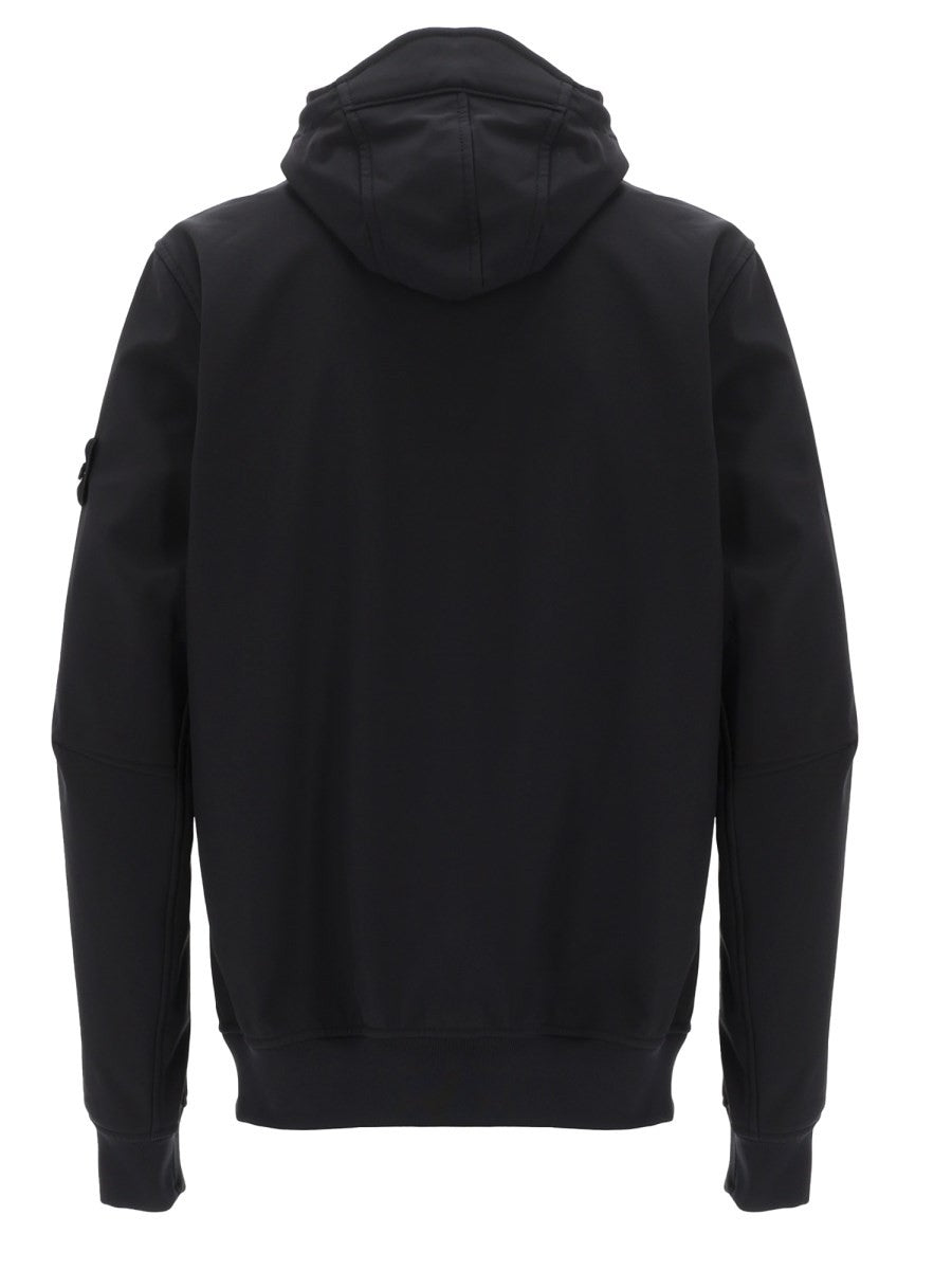 Stone Island Men's Giacca Biker Con Cappuccio Zip Black