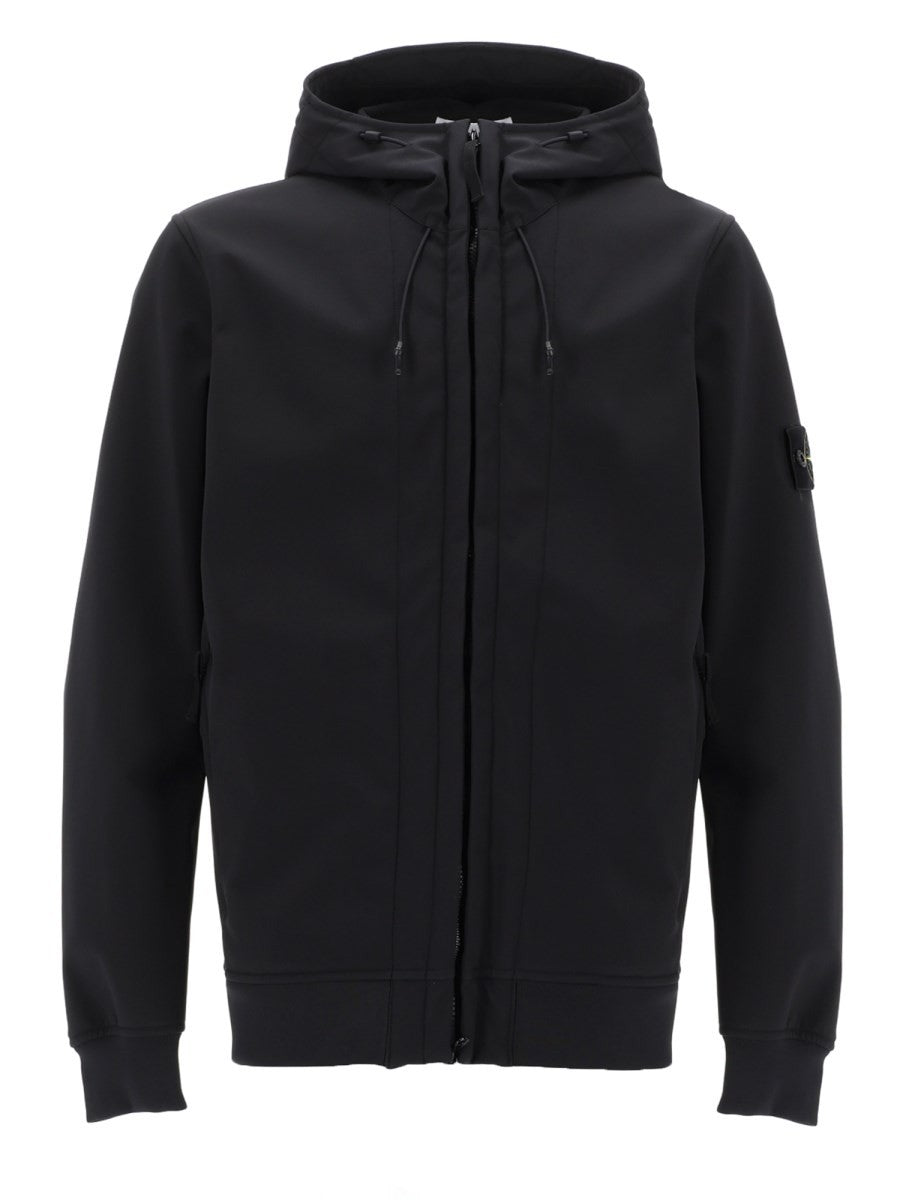 Stone Island Men's Giacca Biker Con Cappuccio Zip Black